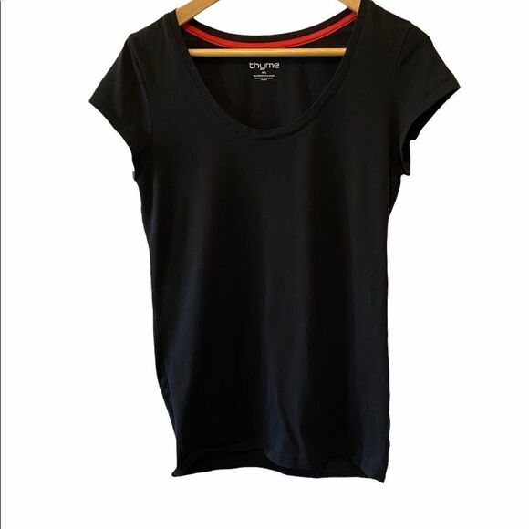 NWOT TYME Maternity Black Stretch ShortSleeve Tee - Picture 1 of 6